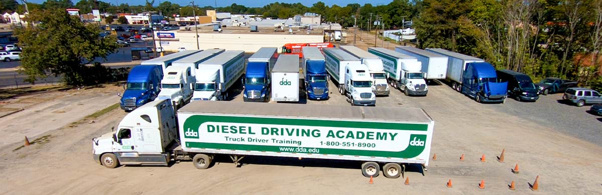 Image of aerial shot of DDA truck and trailer on training yard